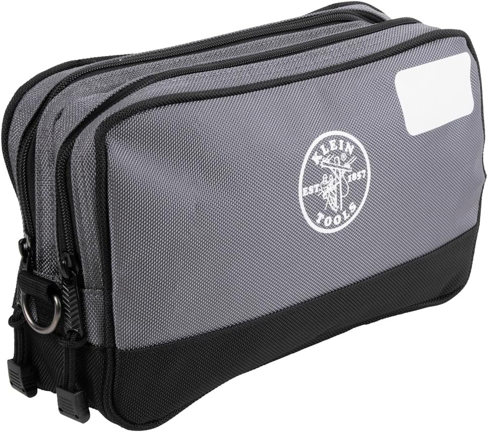 Klein Tools 55582 10-Inch Gray Zipper Tool Pouch with Dual Compartments