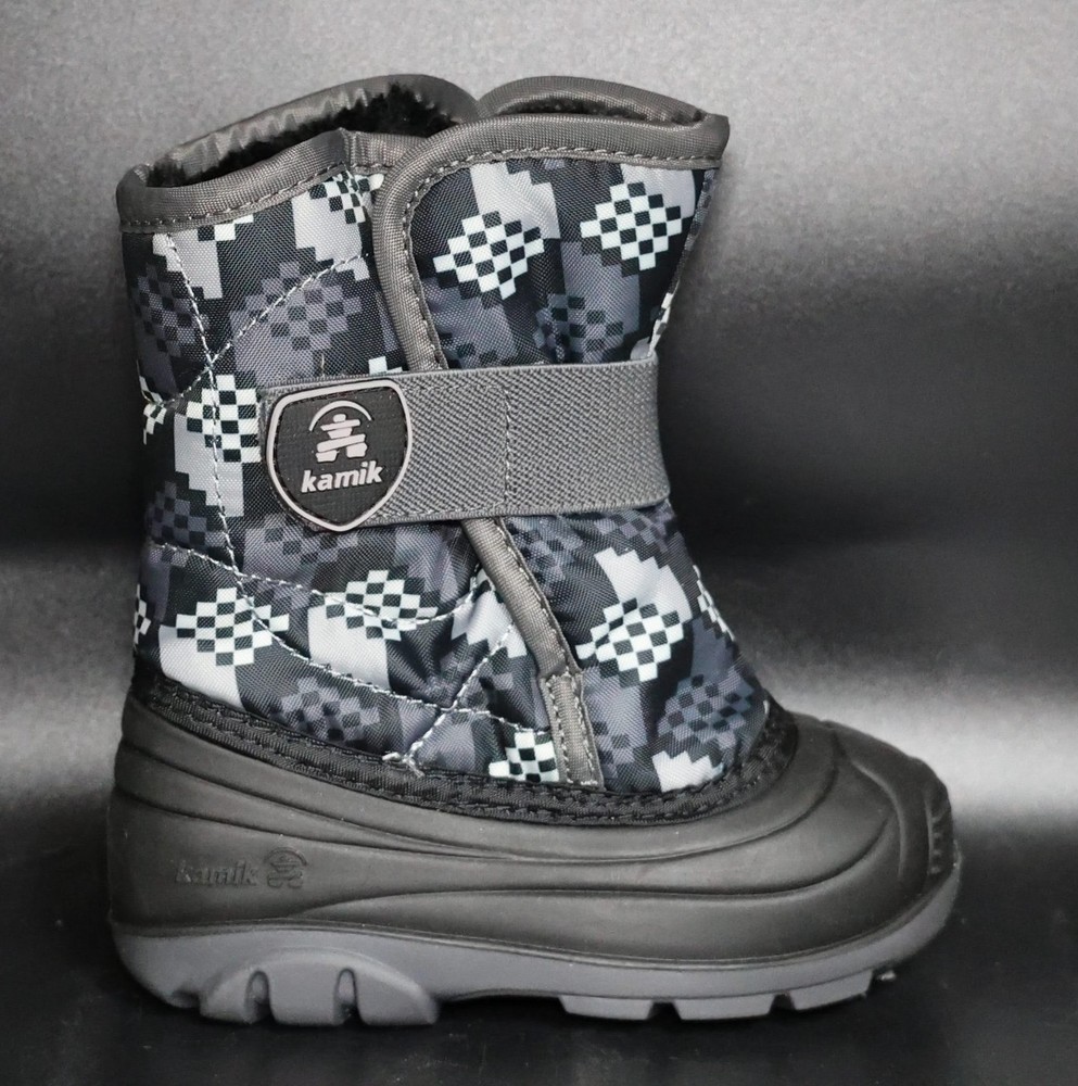 Kamik Snowbug 4 Toddler Waterproof Winter Boots, Black/Charcoal, Size 7
