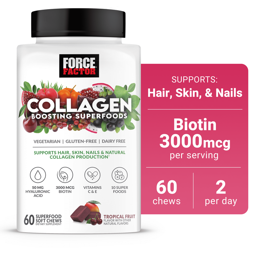 Vegan Collagen Boosting Superfoods with Biotin, Fruit Flavor, 60 Chews