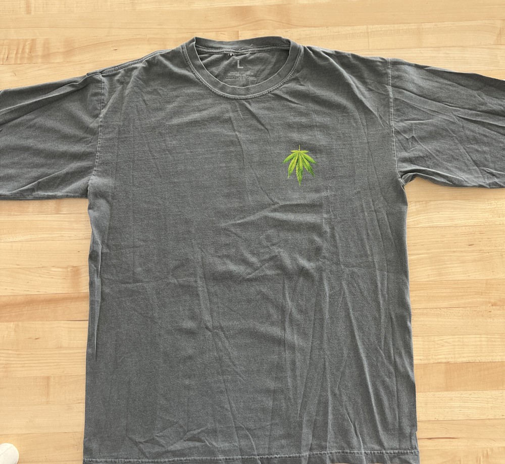 Travis Scott x Rolling Loud Cali 2017 Weed Leaf LS Tee Gray Large Seeing Is Bel.