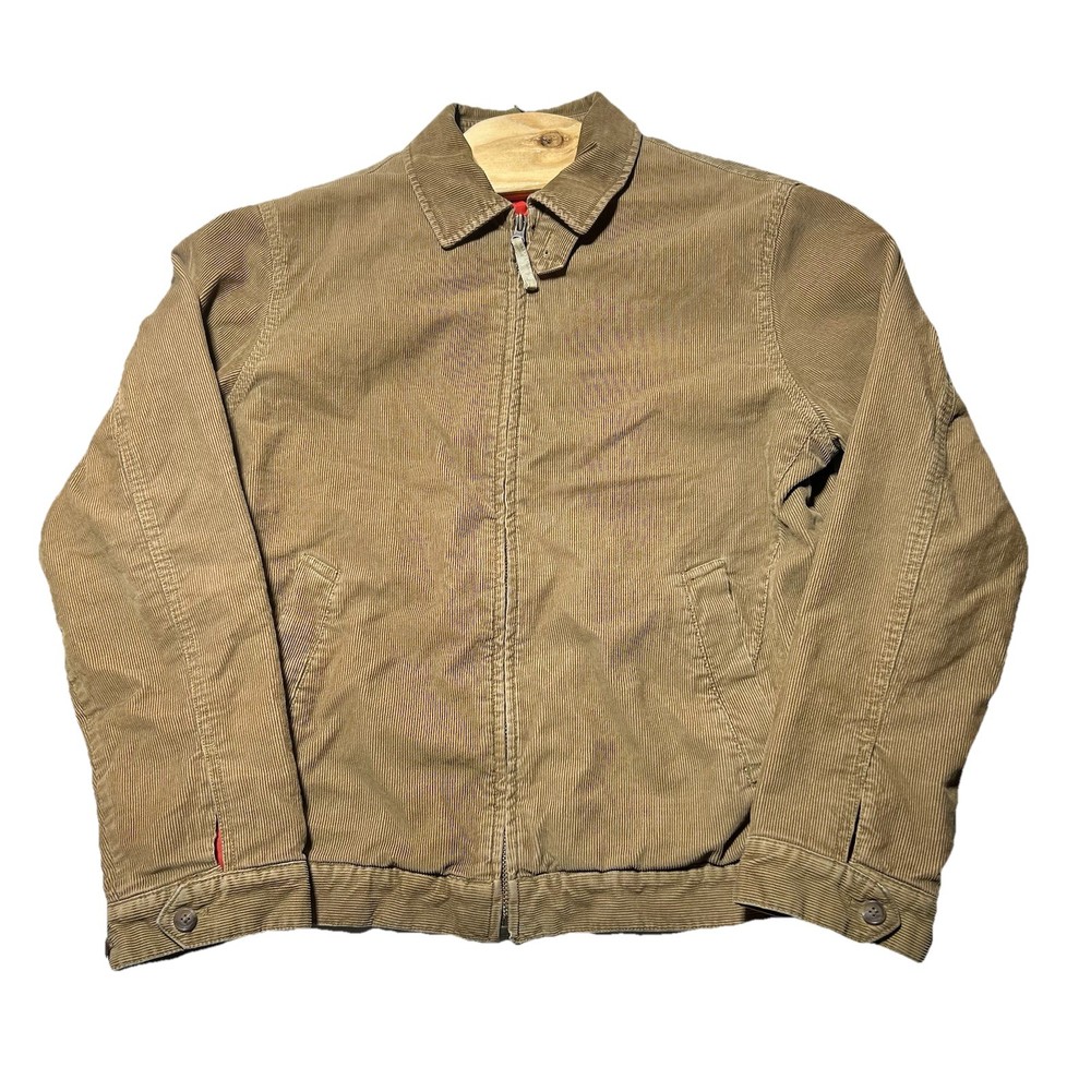 Vintage Y2K J Crew Corduroy Men Medium Jacket Bomber Workwear Lined Brown