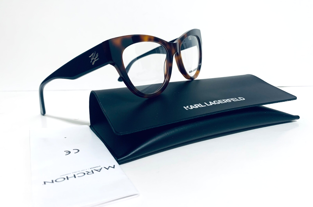 KARL LAGERFELD KL6065 215 HAVANA BROWN CAT EYE AUTHENTIC EYEGLASSES RX 53-18-140