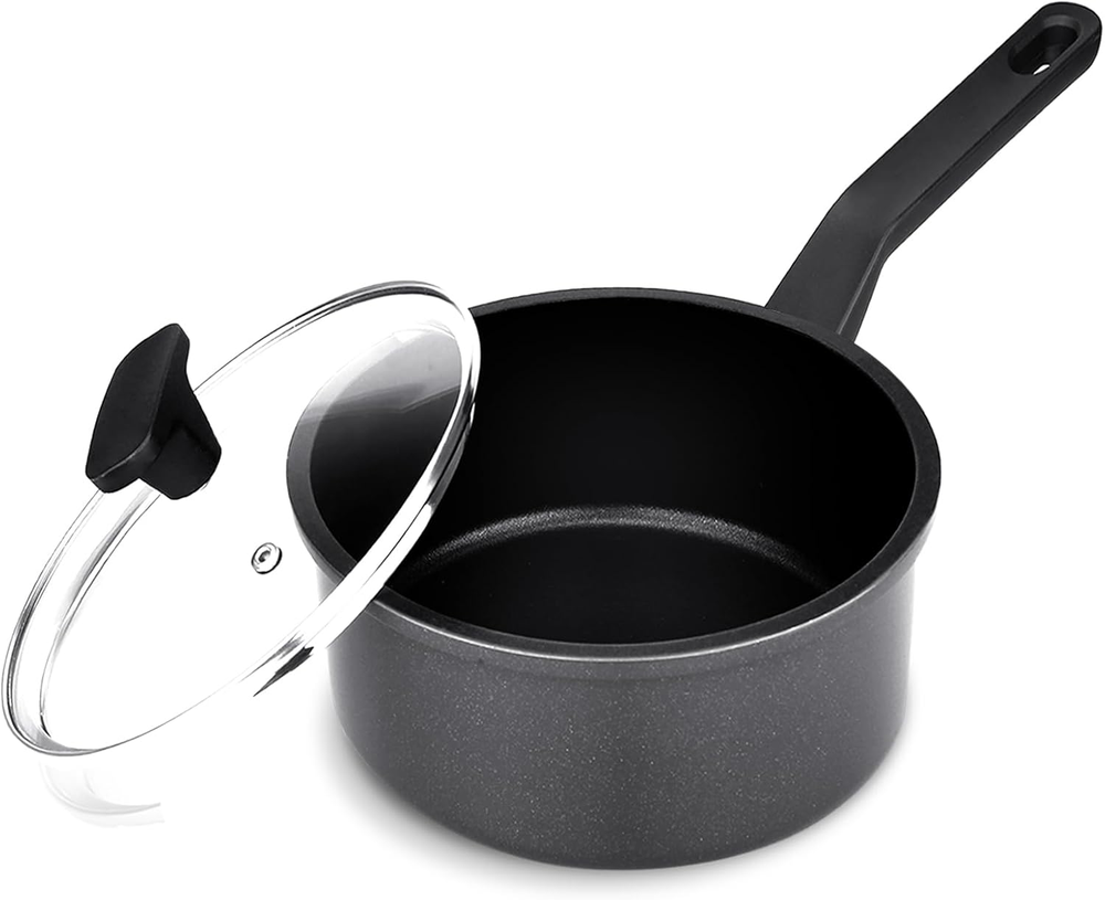Nonstick Sauce Pan with Lid,1.5QT small pot, PFOA Free,Kitchen Pots Induction
