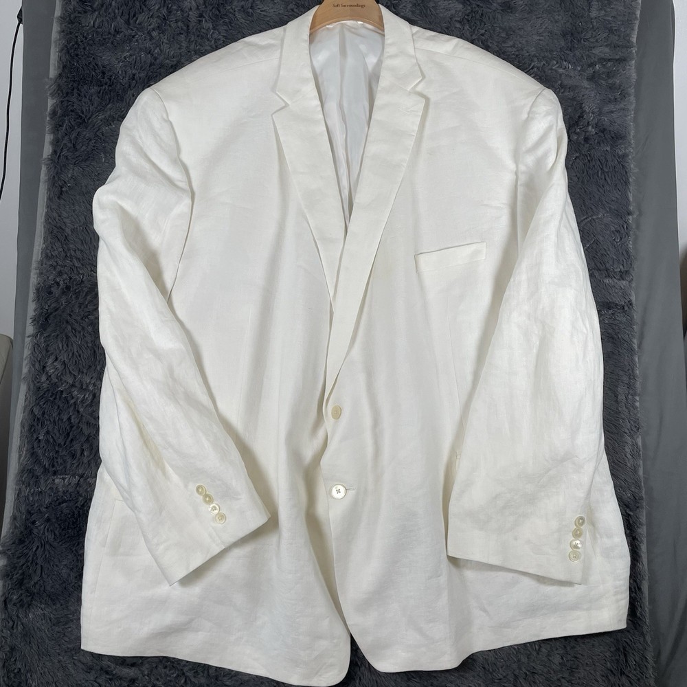 Ralph Lauren 100% Linen Blazer Men's Size 64 Regular White Formal Business