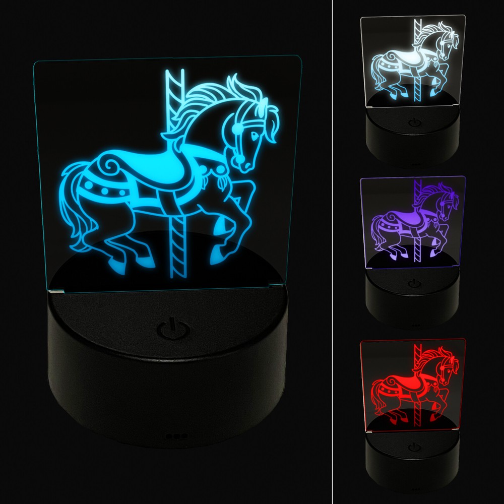 Fancy Carousel Horse Merry-Go-Round 3D Illusion LED Night Light Sign Lamp
