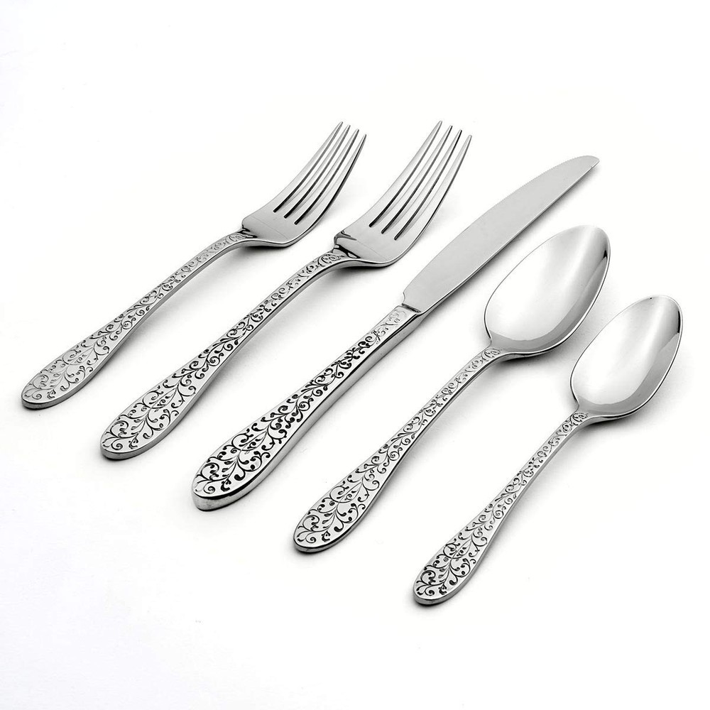 Ivy Flourish 20 Piece Fine Flatware Set Service 4 1810 Stainless Steel Silverwar