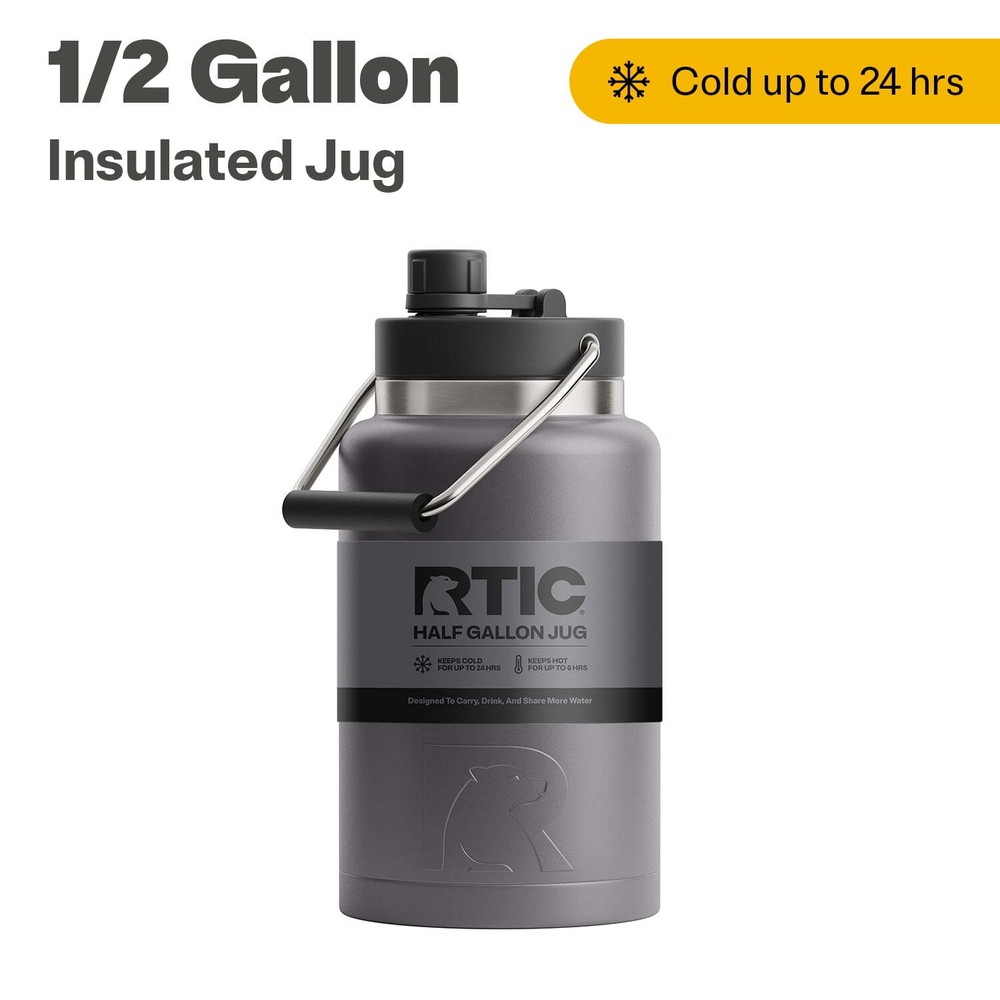 RTIC Half Gallon Jug, Durable Stainless Steel Insulated Jug with Built-In Handle
