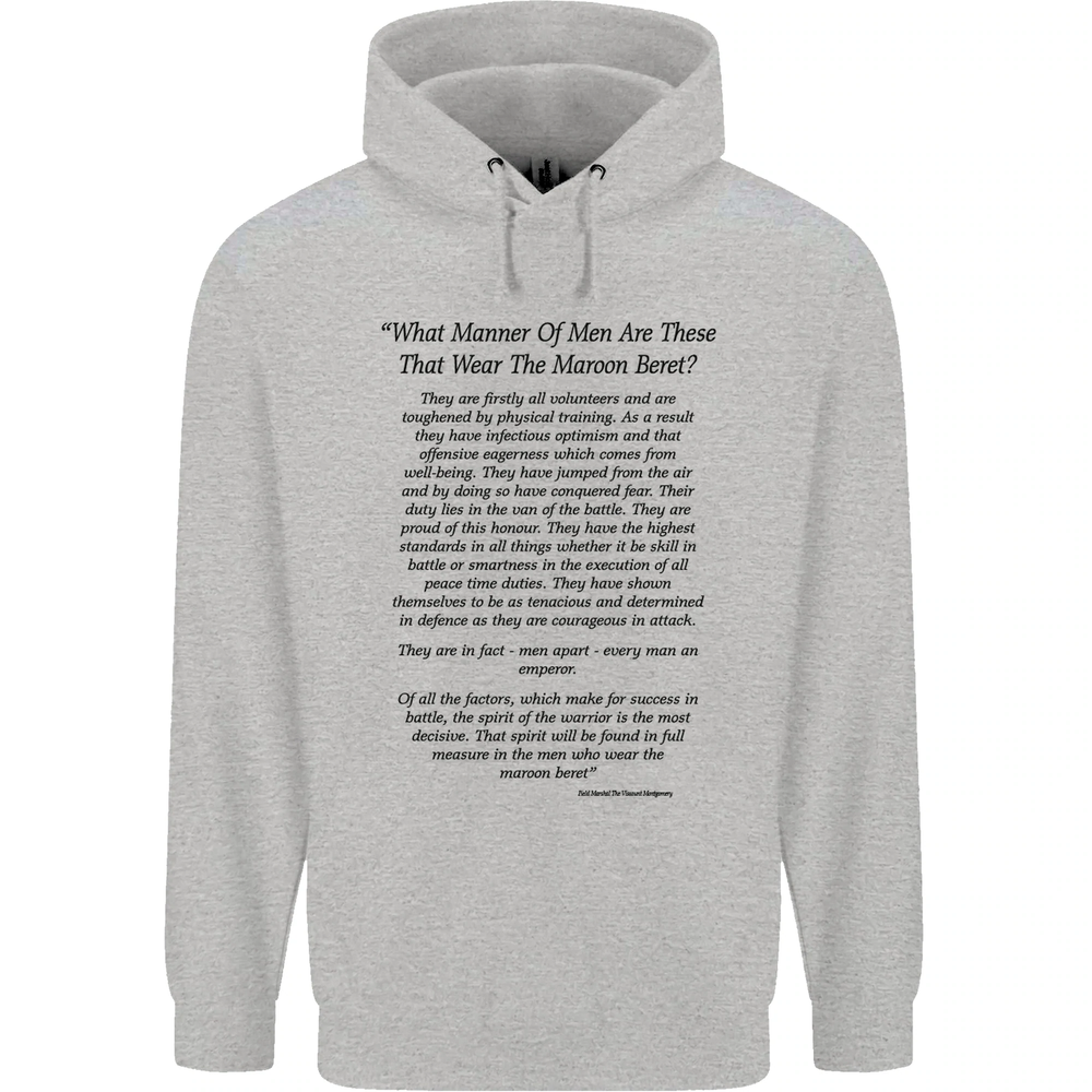 The Parachute Regiment Charter 1 2 3 4 Para Mens 80% Cotton Hoodie