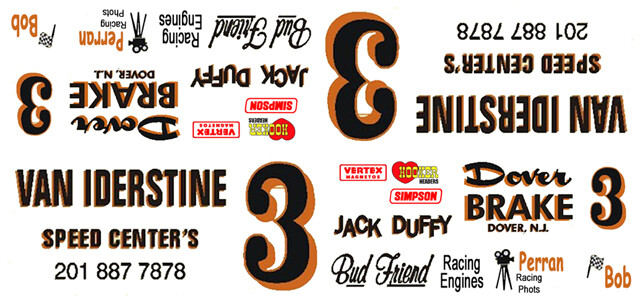 1/32 Scale Jack Duffy Dirt Track NASCAR Waterslide Decals