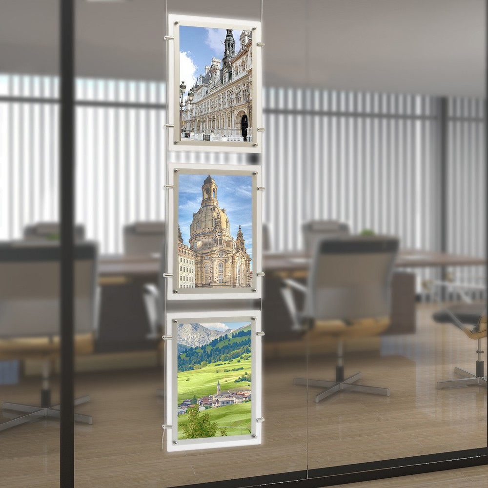 3PCS A3 Real Estate Window Hanging Led Backlit Picture Frame Display Sign Holder