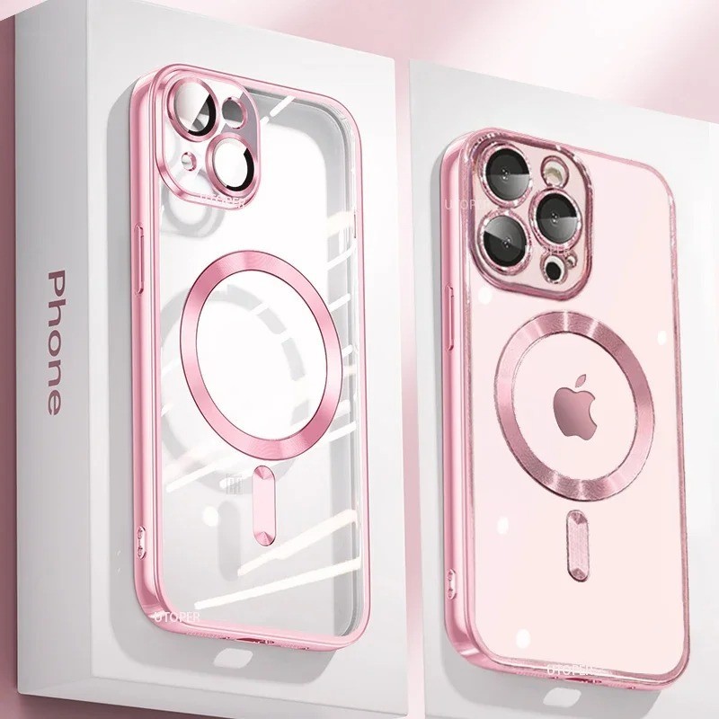 Clear Magnetic Case iPhone 16 15 14 13 12 11 Pro Max Magsafe Lens Film Cover