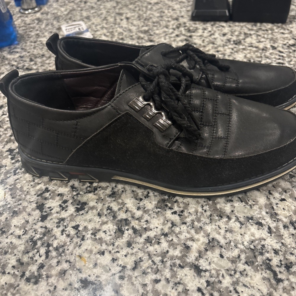 Gatsby Oxford Derby Orthopedic Leather Shoes - Black Size 12