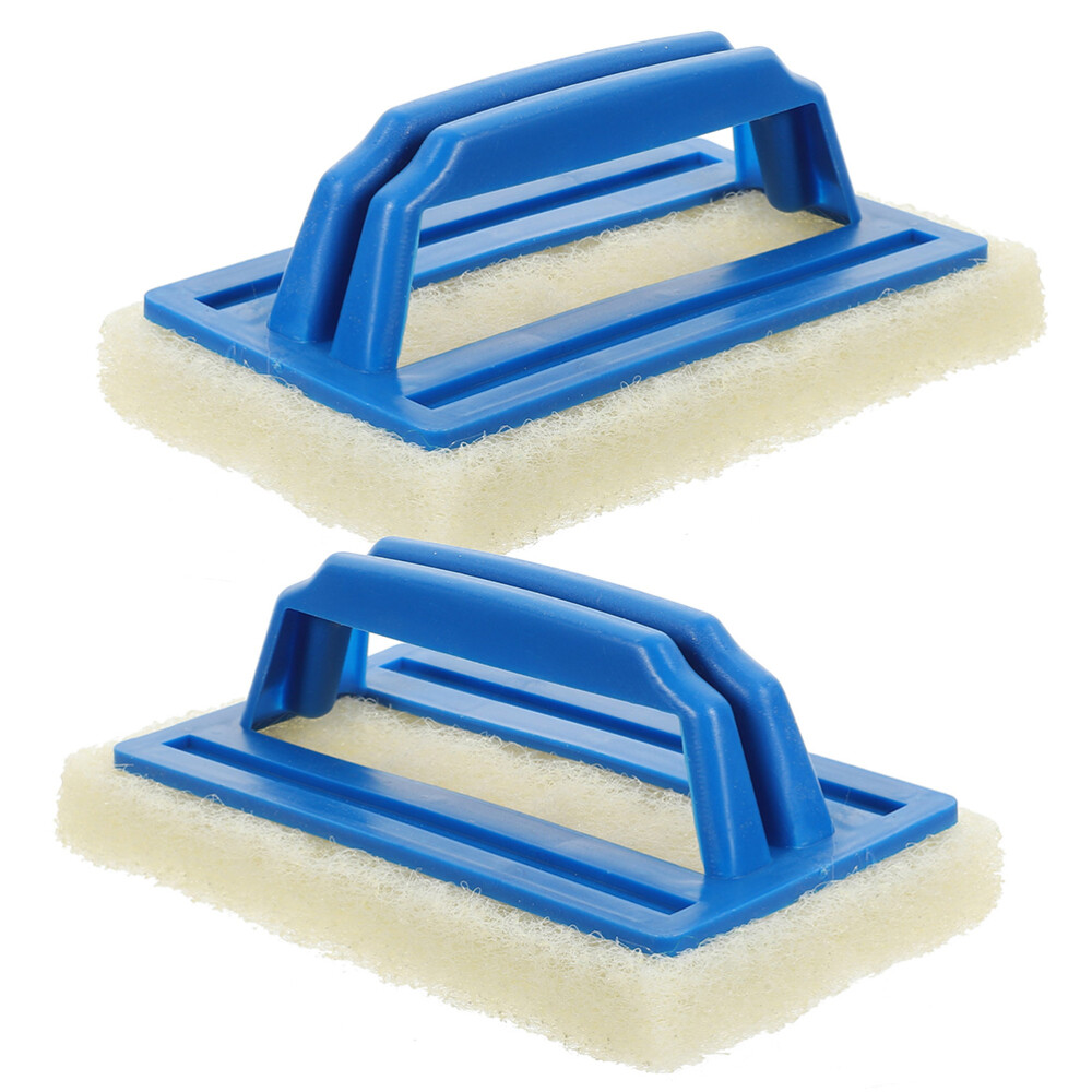 2-Pack Multi-Purpose Sponge Brush Pads with Handles for Easy Cleaning
