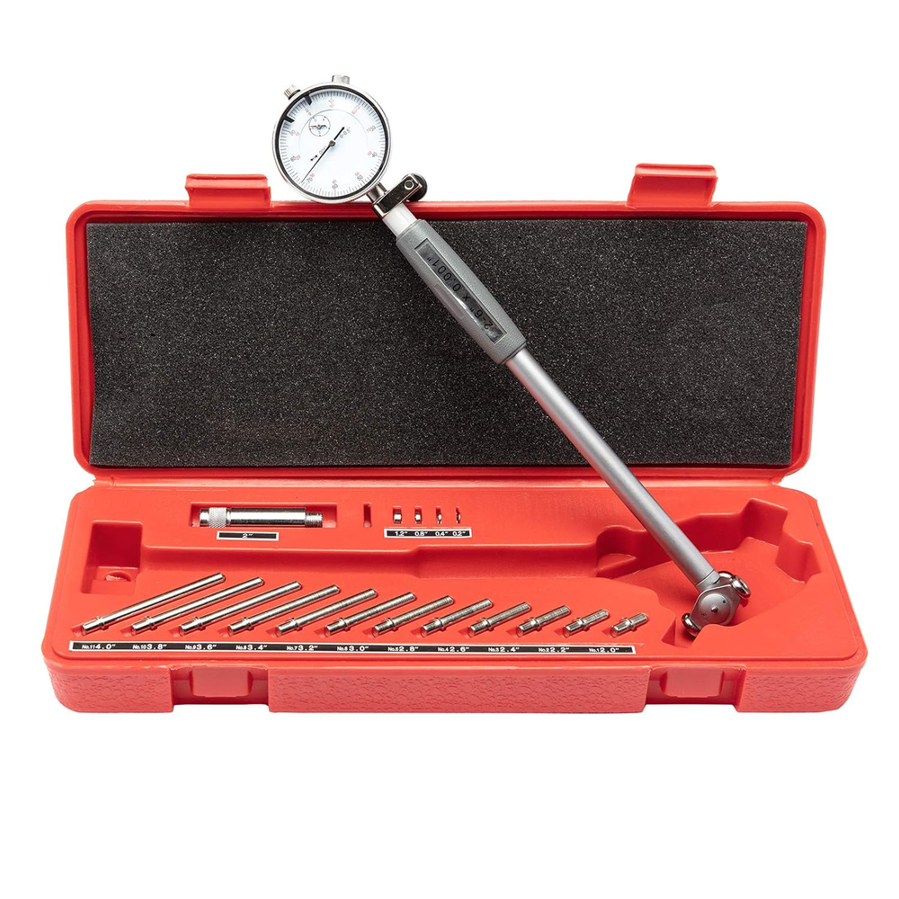Dial Indicator Bore Gage Gauge, Stem Length 6'', Cylinder Dial Bore Gage with Ca