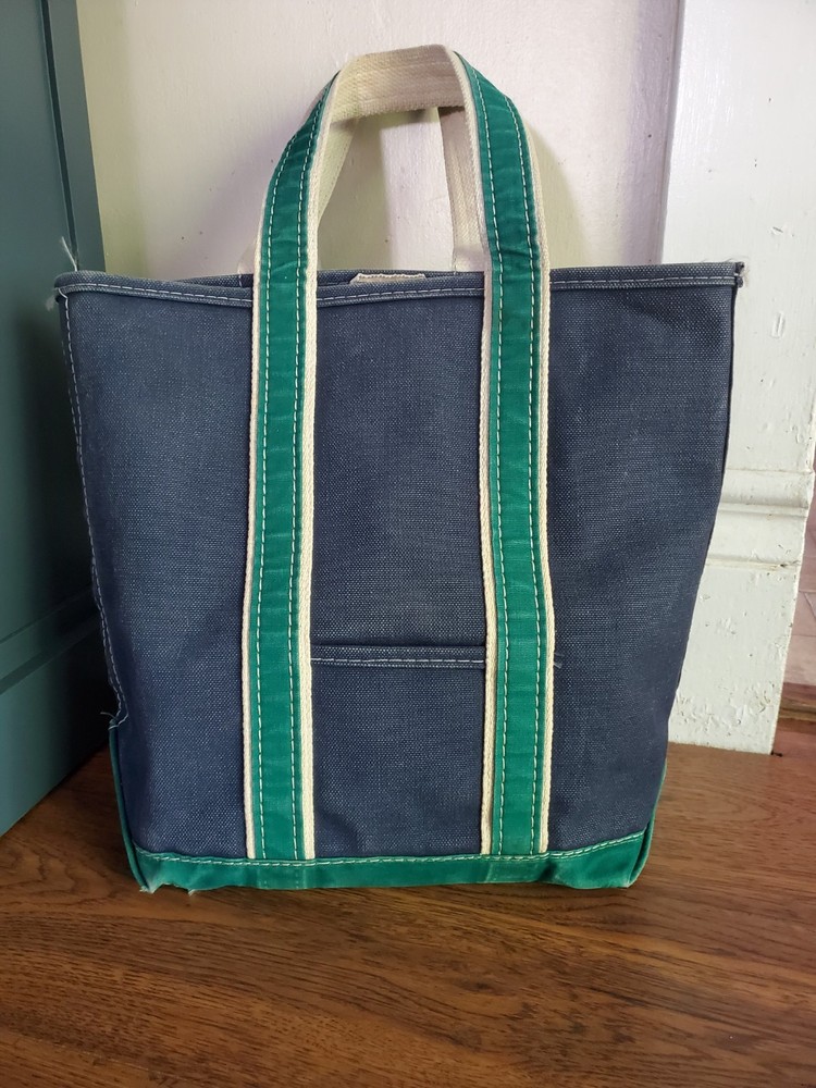 Vintage 80s LL Bean Boat Tote in Blue Green
