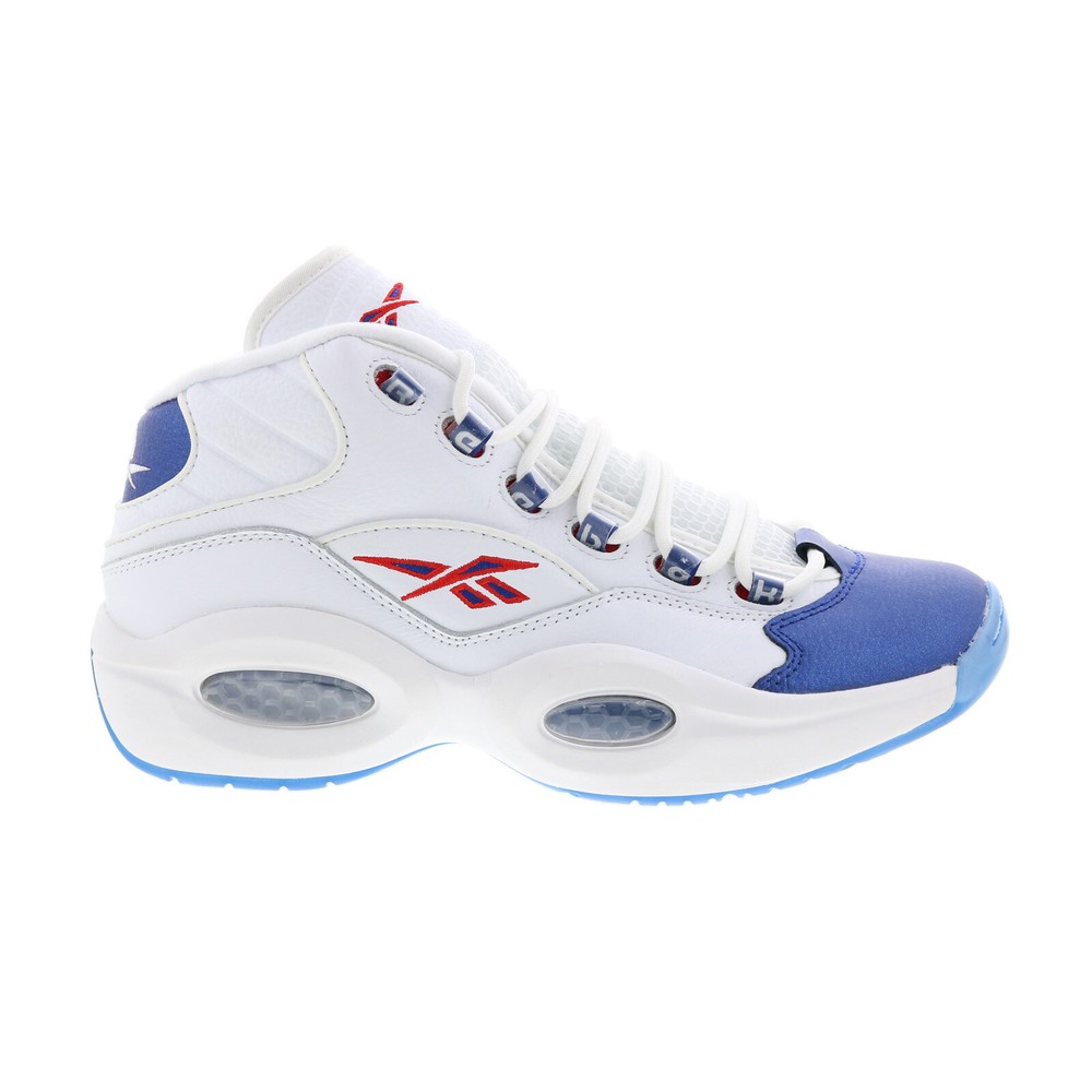 Reebok Question Mid Mens White Leather Basketball Sneakers