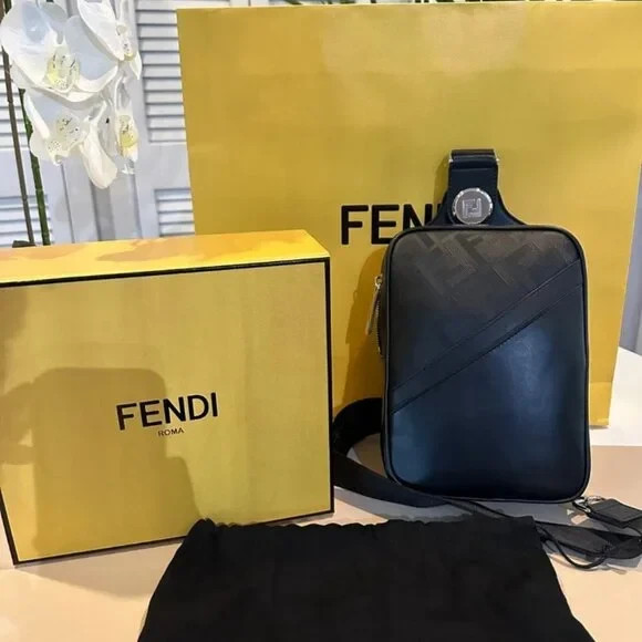Fendi | Shadow Diagonal Belt Bag (NEW WITH TAGS) Premium Black Shadow Leather