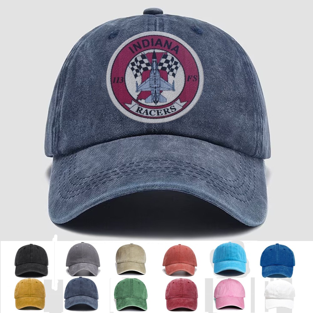 Custom Embroidered Hat USAF 113 FS Fighter Sq Indiana Racers, Trucker Hat, Gift