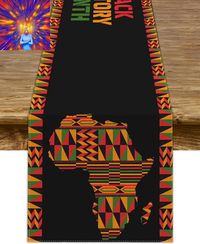 Black History Month Table Runner Afro African American Heritage Festival Holiday