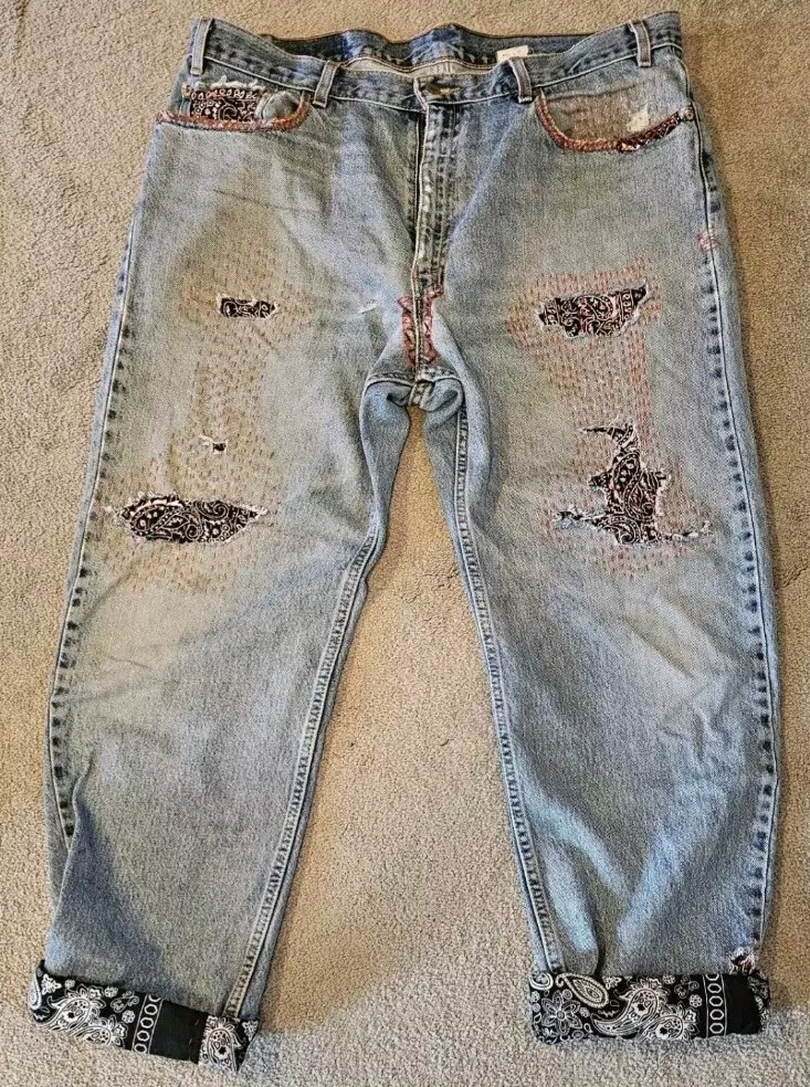 Vintage 2002 Levi's 550 Blue Jeans Upcycled 90s Y2K Skate Baggy Streetwear 40X30