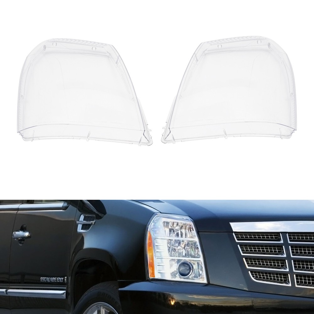 Headlight Lens Covers For 2007-2014 Cadillac Escalade Pair Headlamp Covers Clear