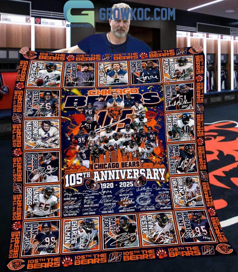 Chicago Bears 105th Anniversary 1920-2025 Sherpa Blanket Quilt