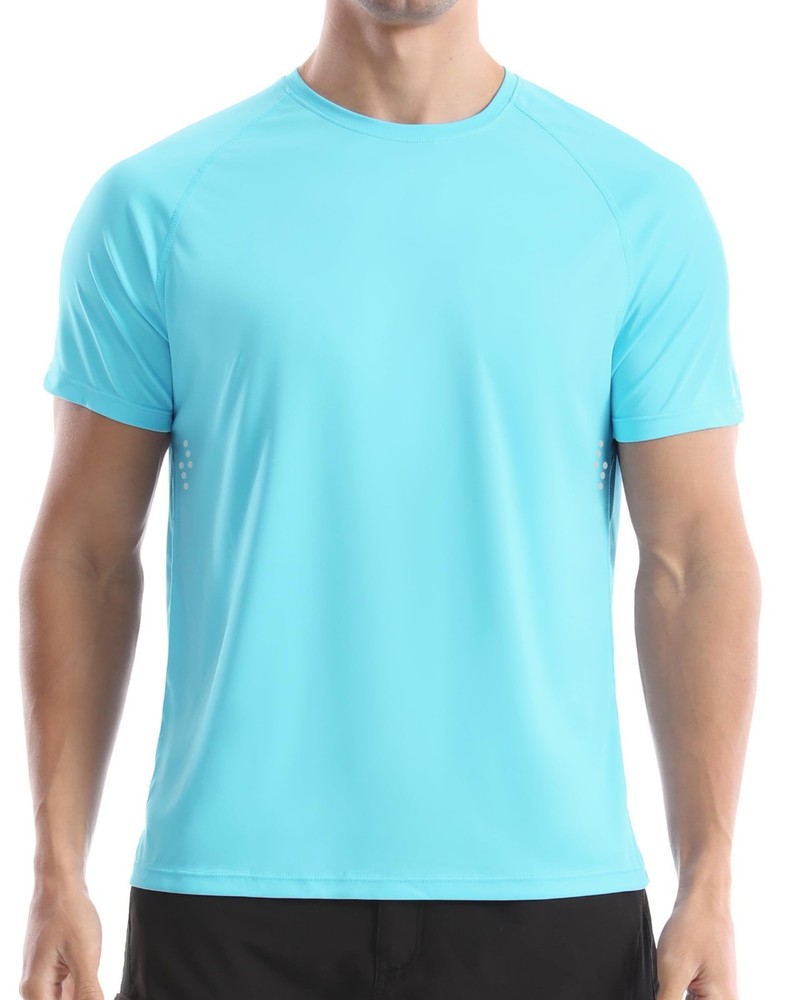 Men's UPF 50+ Swim Shirts, Sun Protection Short Sleeve Rash Guard, Quick Dry ...