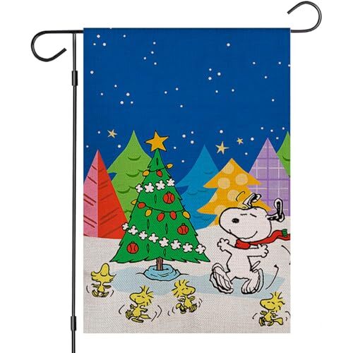 Christmas Garden Flag, Christmas Merry Winter Flags Double Sided Burlap Flag