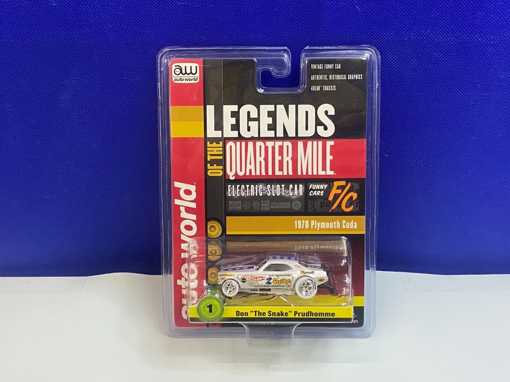 AUTO WORLD WHITE CHASE HO SLOT CAR LEGENDS OF THE 1/4 MILE DON PRUDHOMME CUDA