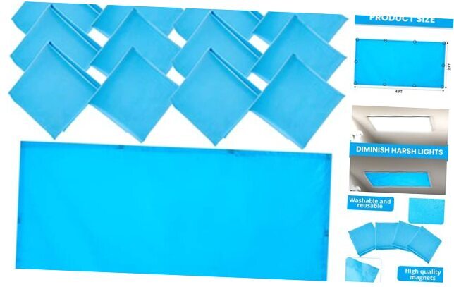 12 Pcs Fluorescent Light Covers 2 x 4 ft Classroom Ceiling Light Cover Blue