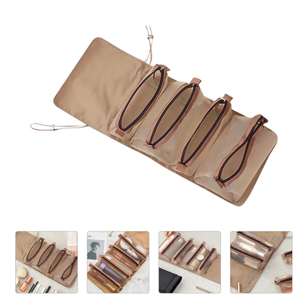 Cosmetic Bag Handle Zipper Makeup Storage Bag Makeup Roller Case