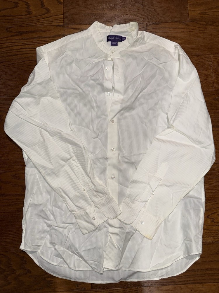Ralph Lauren Purple Label 39 White Striped Dress Shirt Made in Italy