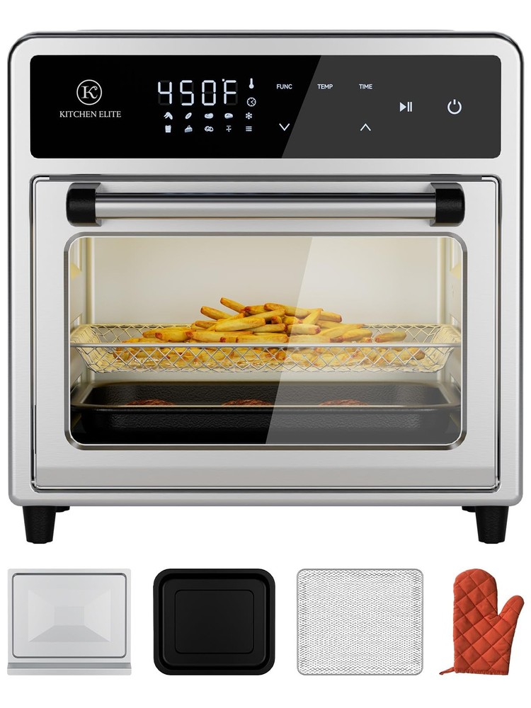 10-in-1 Compact Air Fryer Toaster Oven with 9 Touch Controls and 12.6QT Capacity