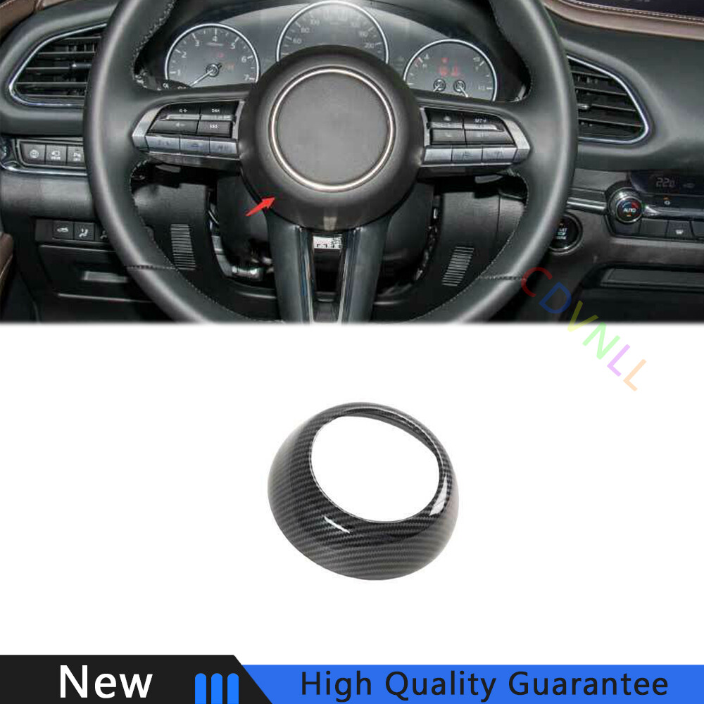 For Mazda CX-30 2020-2022 Carbon Fiber Car Inner Steering Wheel Horn Ring Trim