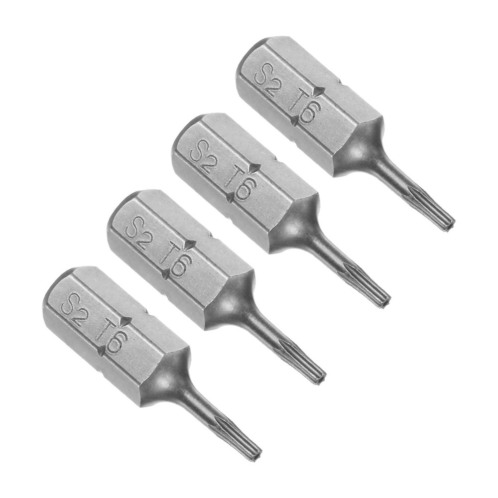 4pcs 1/4 Hex Shank T6 Magnetic Torx Screwdriver Bits 25mm Long