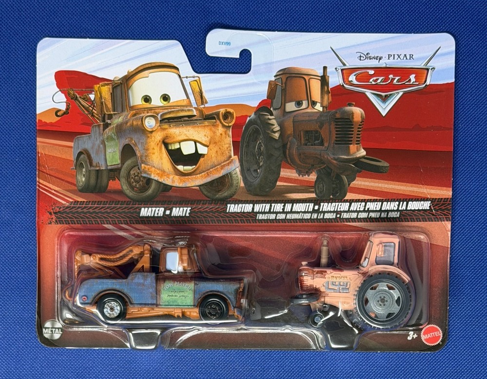 Disney Pixar Cars Mater + Tractor with Tire in Mouth 2-pack