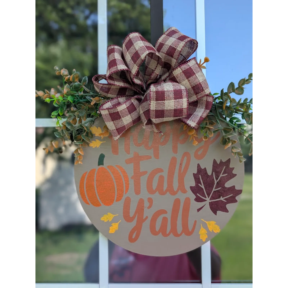 Festive 12-Inch Fall Wooden Door Hanger Decor