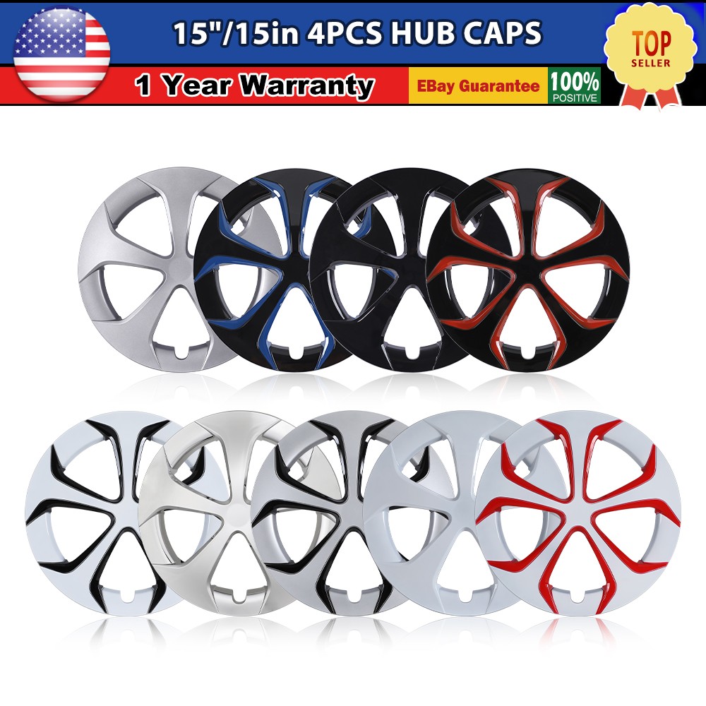 4pcs 15'' Wheel Covers Full Rim Hubcaps For 2010-2015 Toyota Prius Snap On
