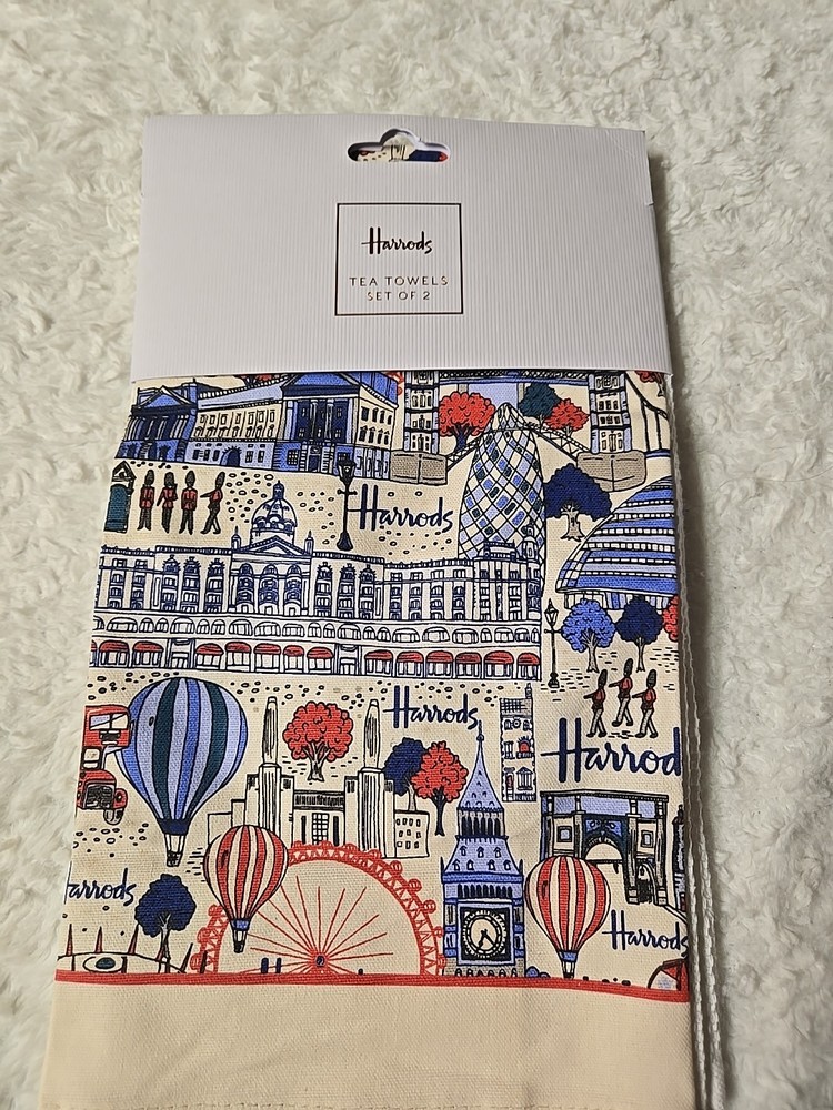 Harrods Pretty City Tea Towels Set of 2 100% Cotton - SOLD OUT Online