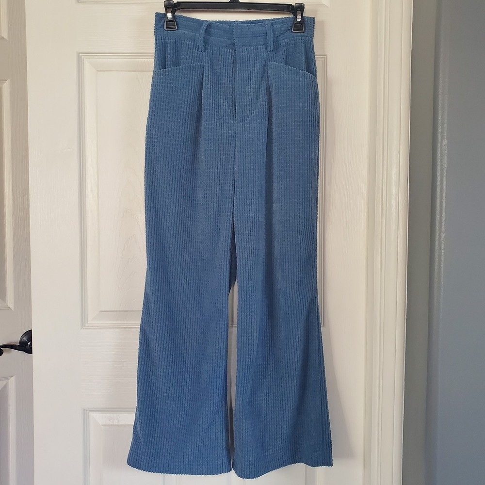 Cider Corduroy High-rise Wide Leg Pants In Light Blue Size Small
