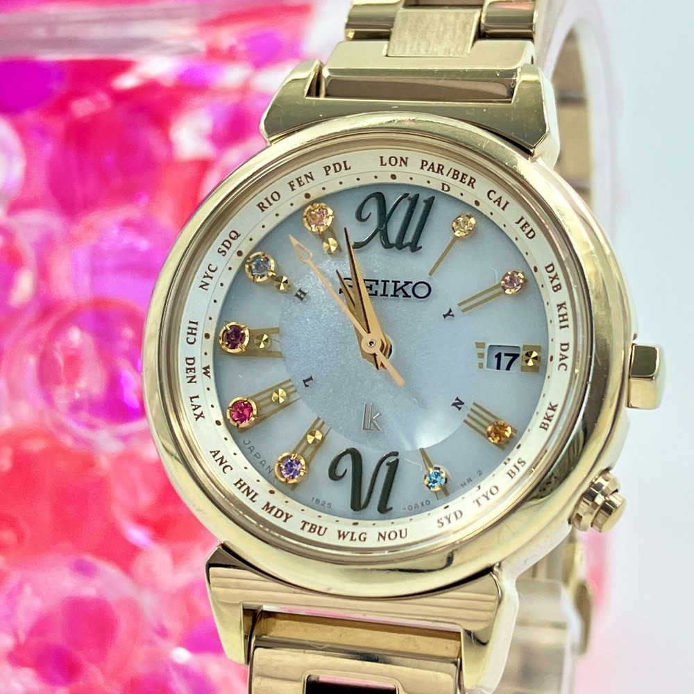 Seiko LUKIA Limited Edition Rainbow Dial Solar Radio Watch Gold 1B25-0AN0
