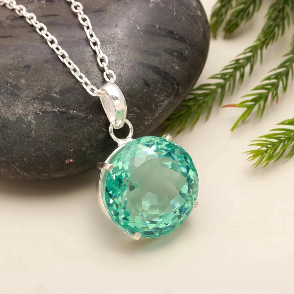 81.50 Ct Aqua Blue Topaz Pendant Sterling Silver Pendant Gemstone Jewelry