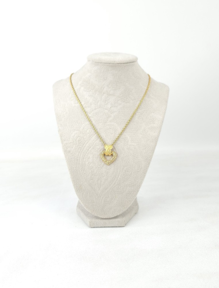 vintage Christian Dior gold-plated necklace sparkling crystal-encrust Heart