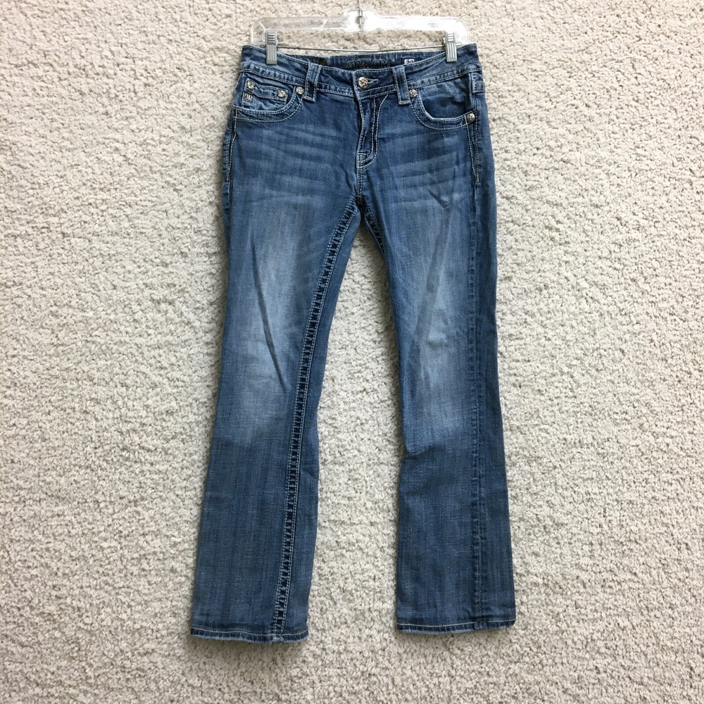 Miss Me Womens Blue Relaxed Boot Cut Denim Jeans Low Rise Medium Wash Size 29