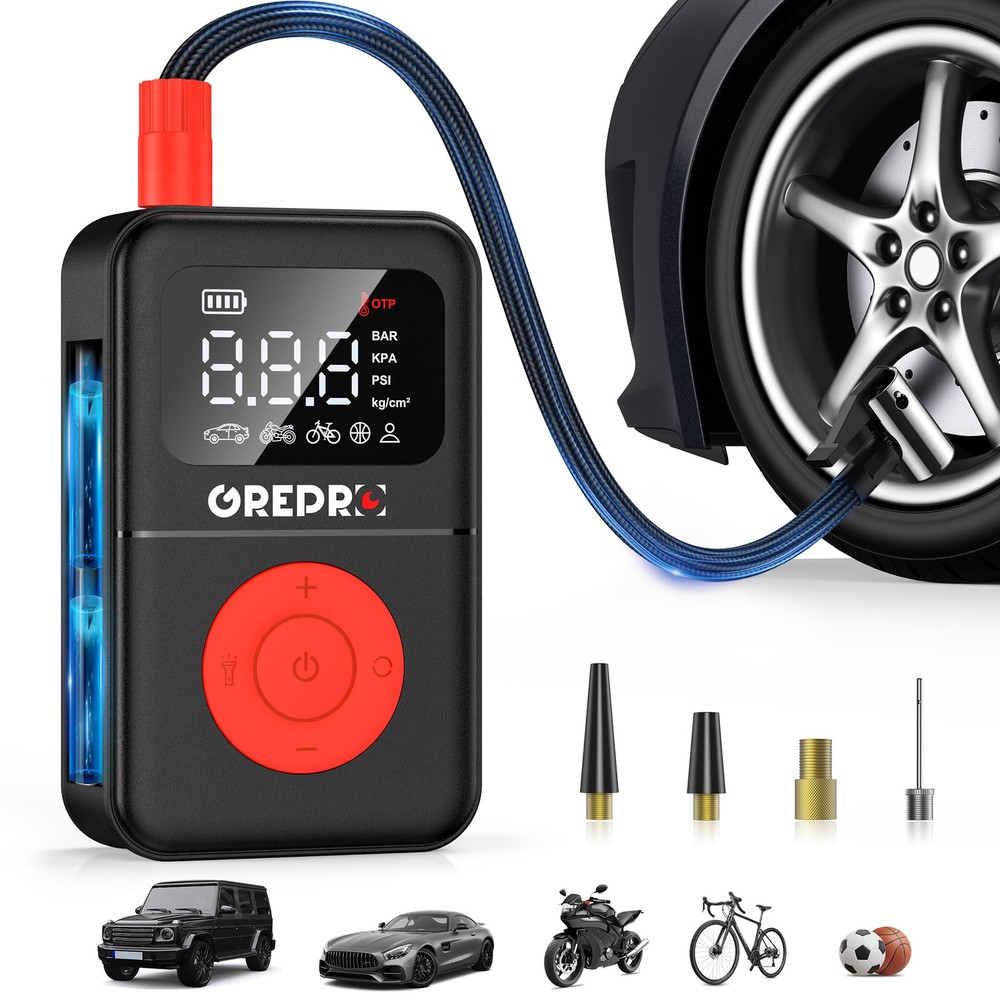 160 PSI Portable Tire Inflator Air Compressor with 3X Faster Inflation for Cars, Bikes, and More