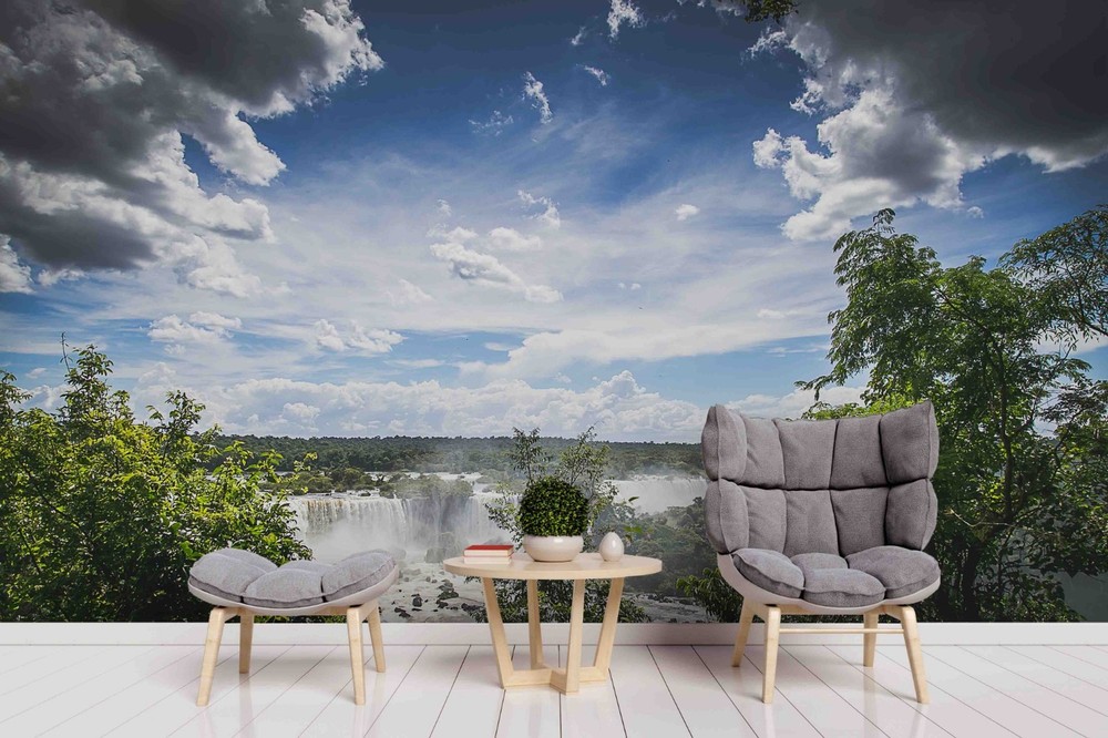 3D Sky Forest Waterfall Landscape Wall Murals Wallpaper Murals Wall Sticker