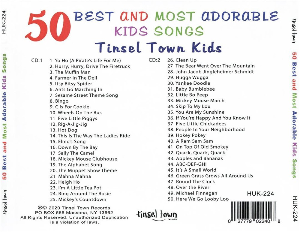 TINSEL TOWN KIDS 50 BEST & MOST ADORABLE KIDS SONGS NEW CD