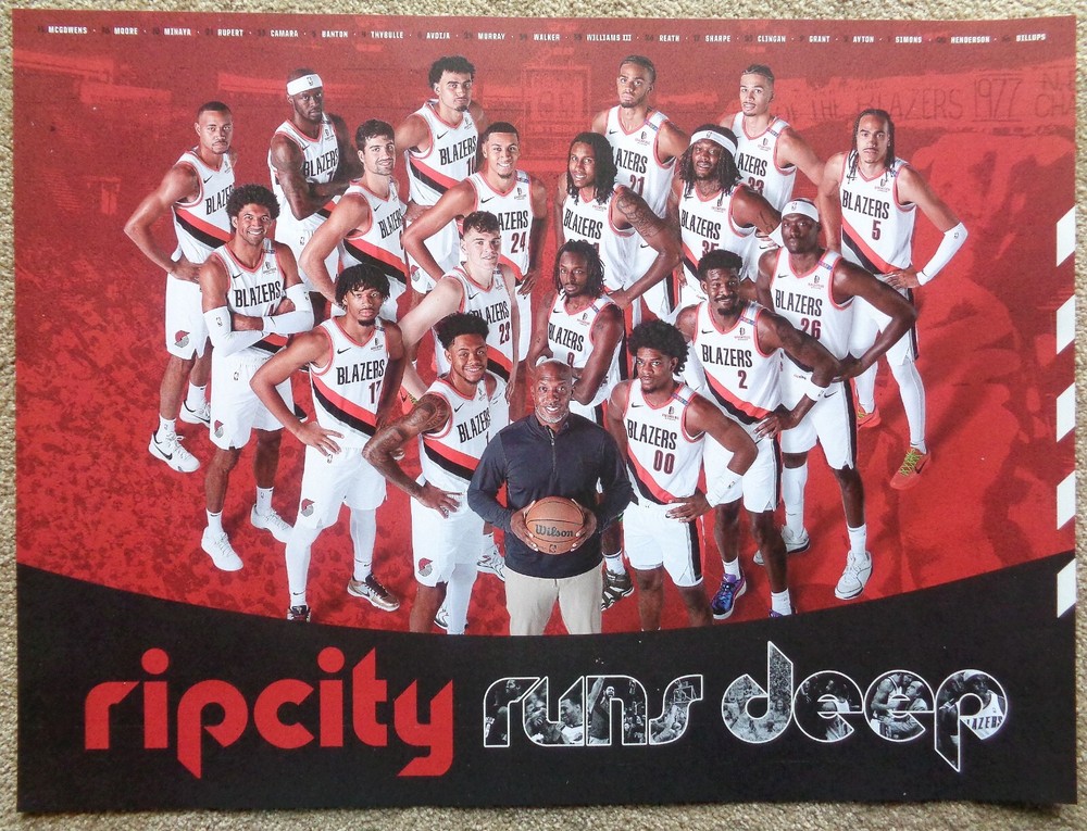 Portland Trailblazers 2024-25 TEAM POSTER Handout Blazers Shaedon Scoot Avdija