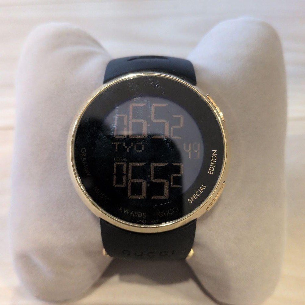 GUCCI I-Gucci Grammy Awards Special Edition Wristwatch Gold Black YA114215 w/Box