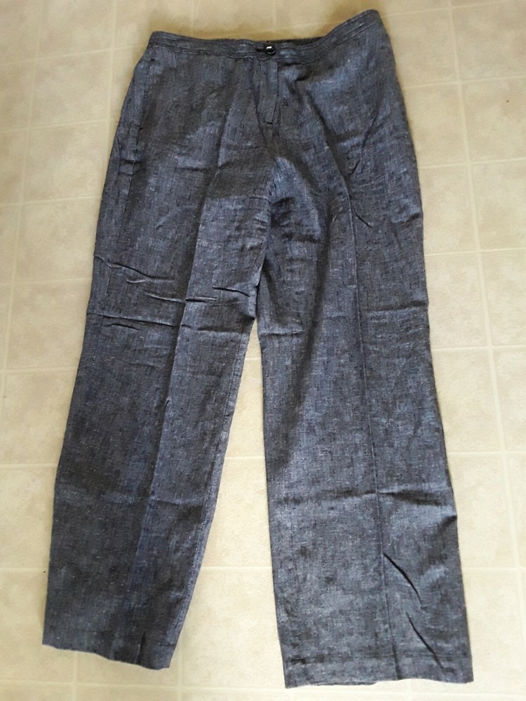 Kim Rogers Gray Woman Size 12 Linen  Cotton Blend Pants